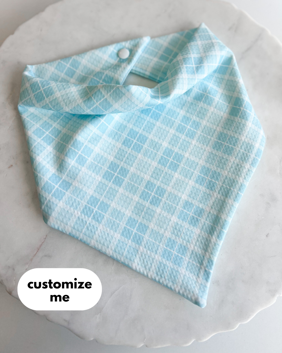 Customizable Blue Plaid Wrinkle Resistant Bandana