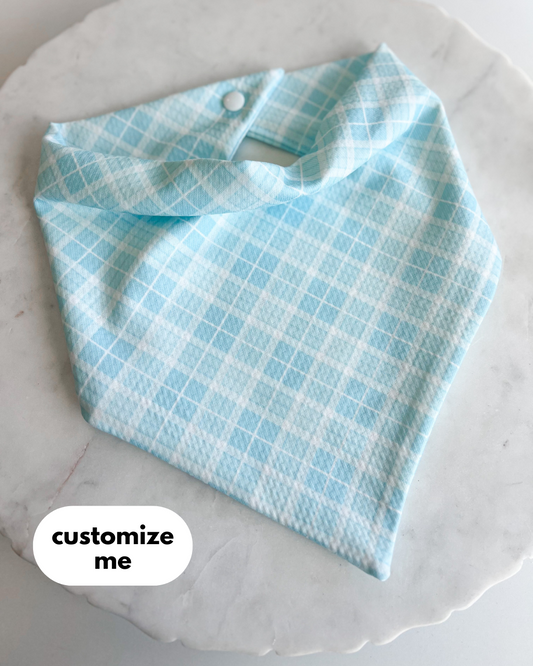 Customizable Blue Plaid Wrinkle Resistant Bandana