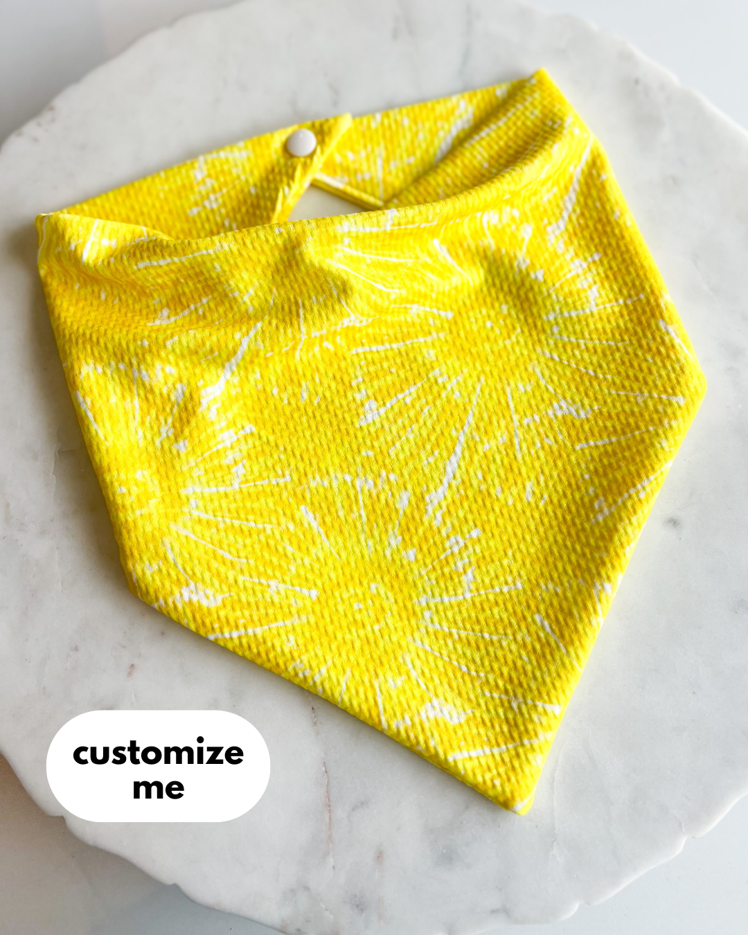 Customizable Yellow Tie Dye Wrinkle Resistant Bandana