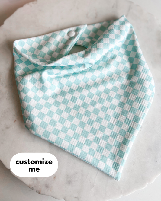 Customizable Blue Checker Wrinkle Resistant Bandana
