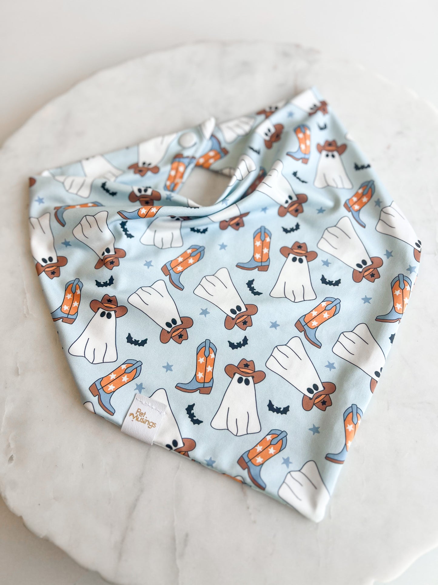 Boot Scootin Ghostie Blue Wrinkle Resistant Bandana