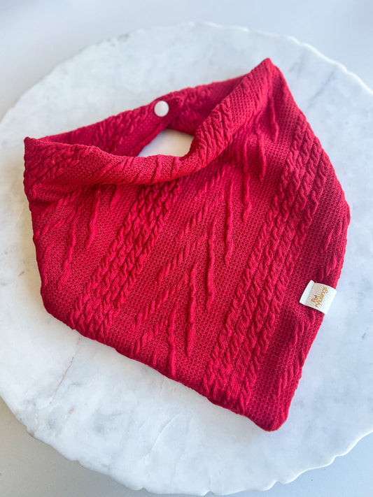 Red Cable Knit Sweater Bandana