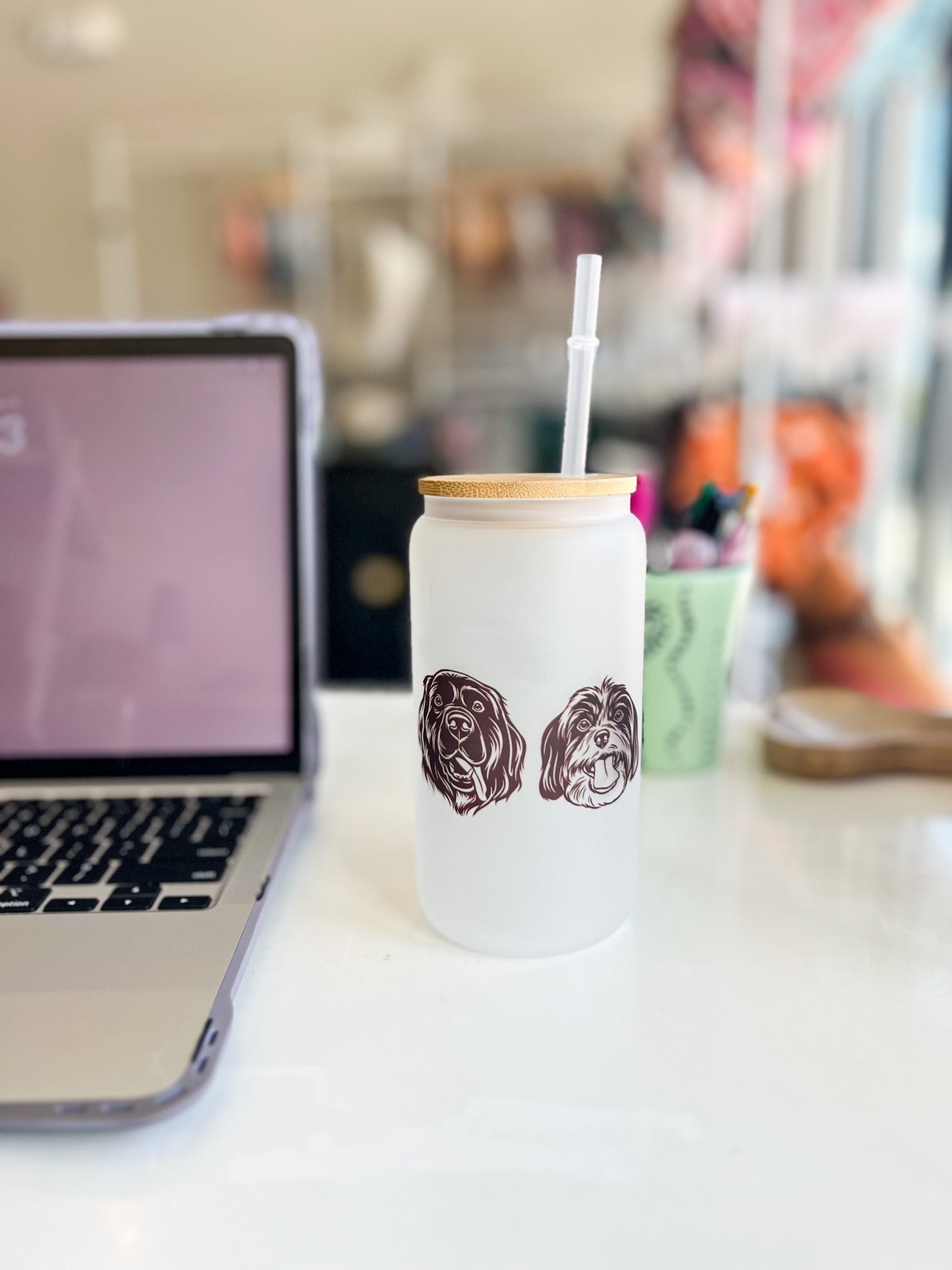 Custom Pet Portrait Frosted Tumbler