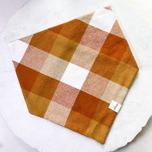 Plaid Orange Block Flannel Bandana