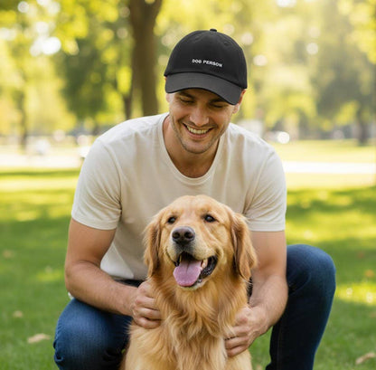 HatPhile Dog Person Baseball Cap - Embroidered Adjustable Hat for Dog Lovers: Black - Pet Musings