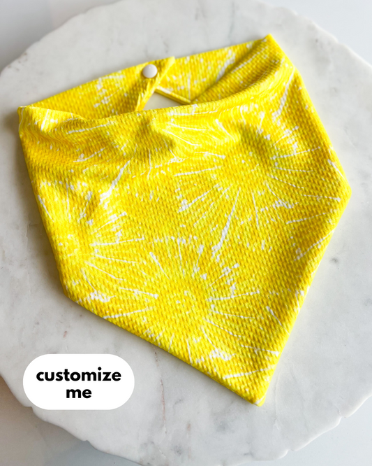 Customizable Yellow Tie Dye Wrinkle Resistant Bandana