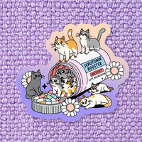 Cat Mental Health Waterproof Vinyl Sticker RC: Standard: Loose Stickers / Clear