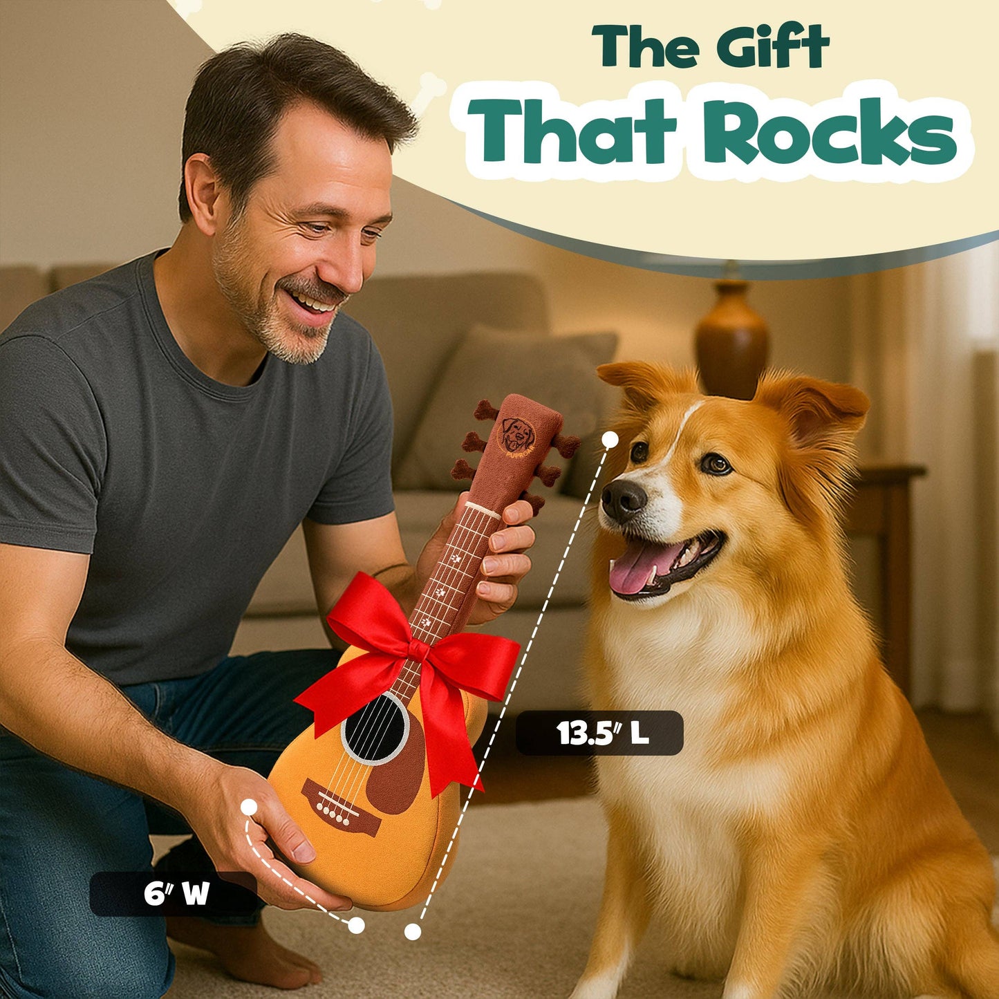 Guitar Dog Toy – Plush & Crinkle, Fun Dog Gift for Christmas - Pet Musings