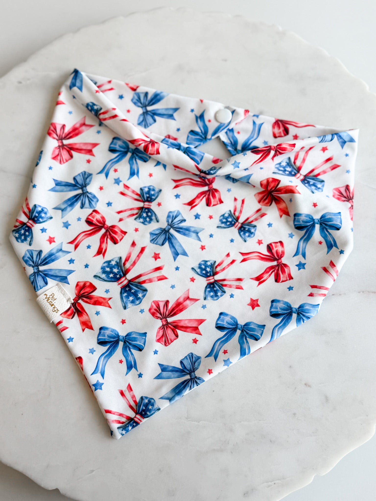 July 4th Bows Wrinkle Resistant Bandana - Pet Musings
