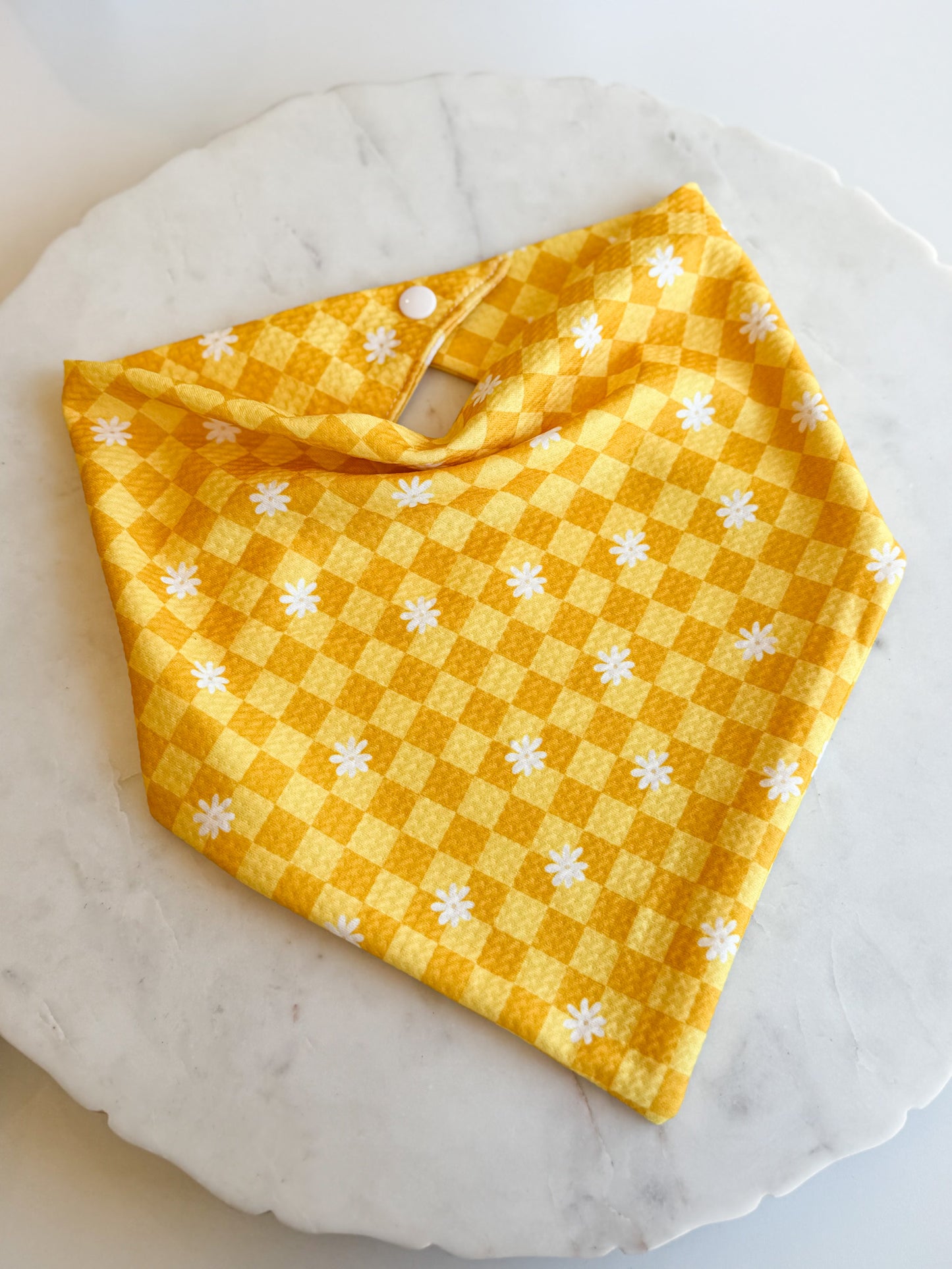 Customizable Yellow Checker Wrinkle Resistant Bandana