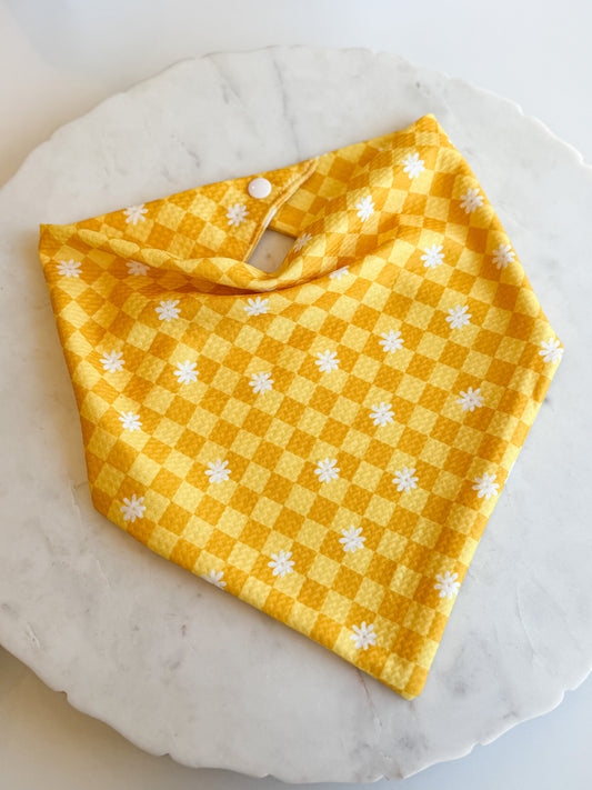 Customizable Yellow Checker Wrinkle Resistant Bandana - Pet Musings