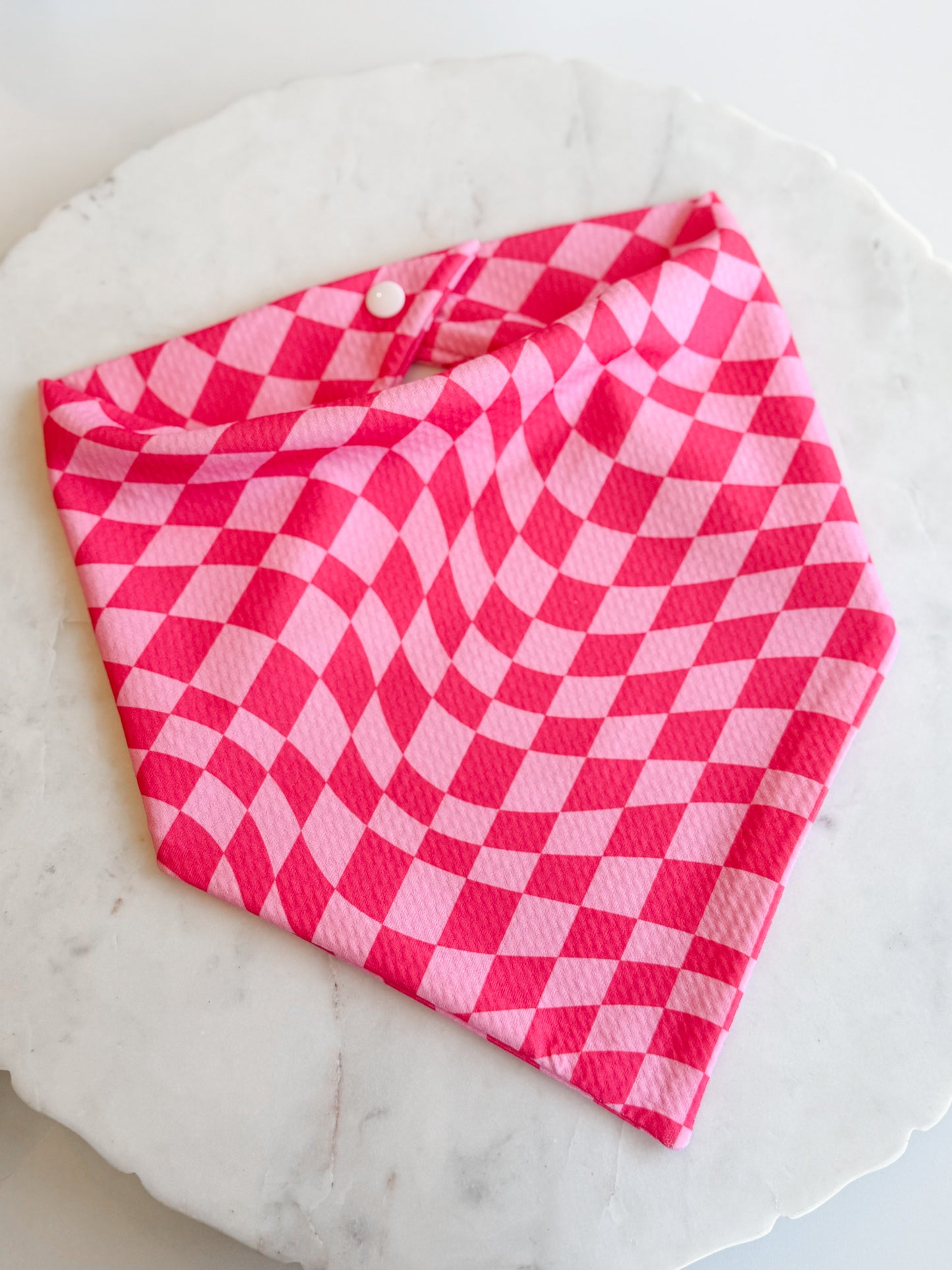 Customizable Pink Checker Wrinkle Resistant Bandana