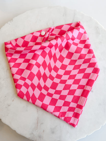 Customizable Pink Checker Wrinkle Resistant Bandana