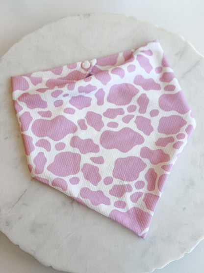 Customizable Pink Cow Print Wrinkle Resistant Bandana