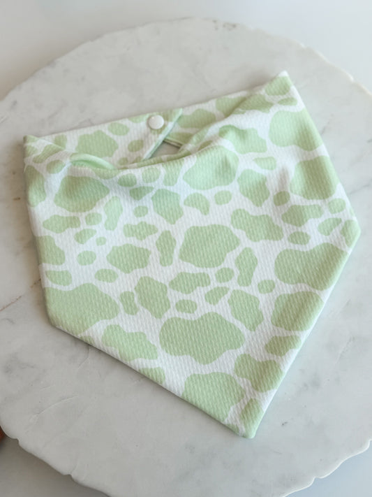 Customizable Green Cow Print Wrinkle Resistant Bandana - Pet Musings