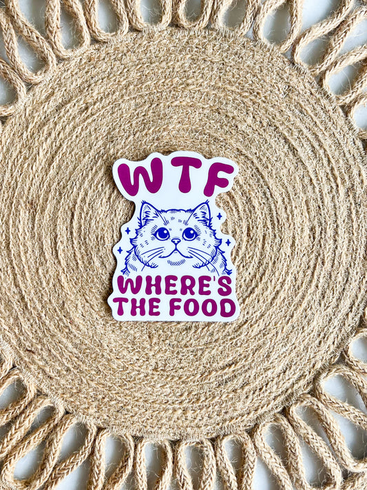 WTF Where's the Food Cat Sticker