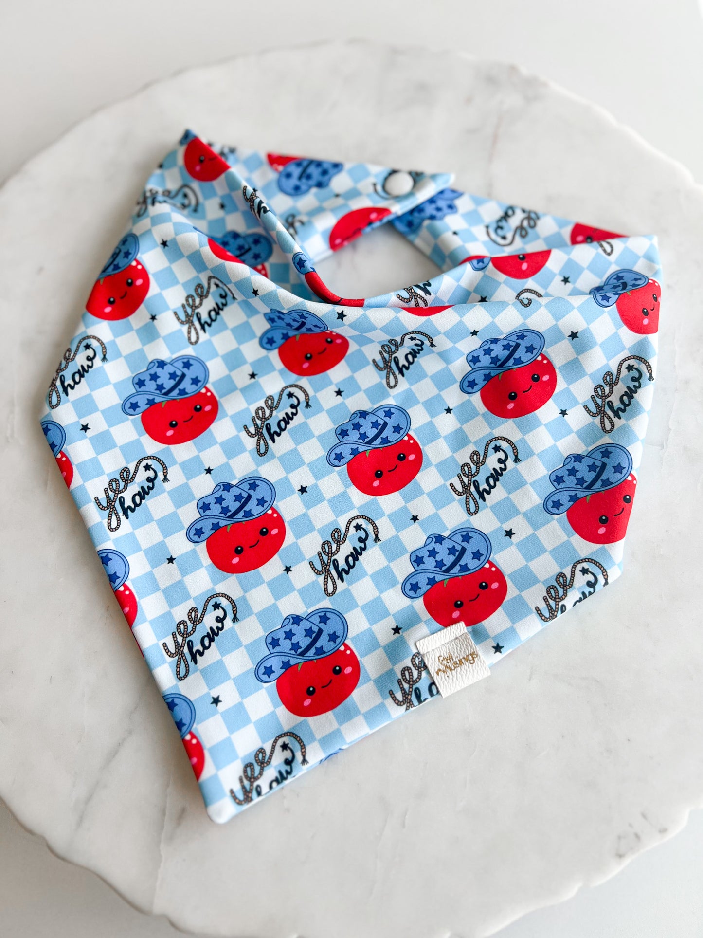 Yeehaw Blue Tomato Wrinkle Resistant Bandana
