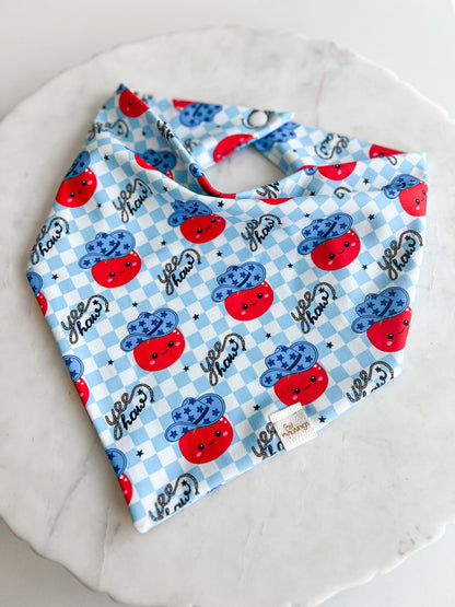 Yeehaw Blue Tomato Wrinkle Resistant Bandana