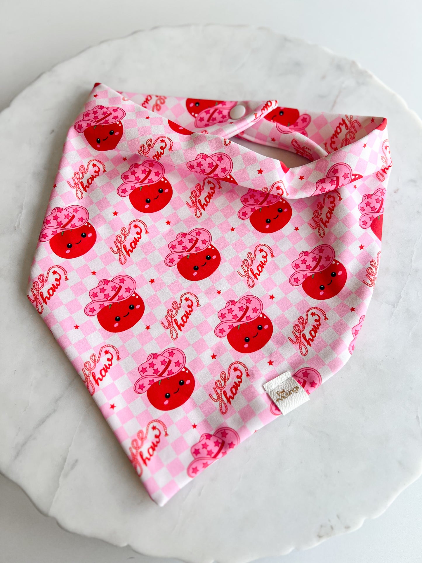Yeehaw Pink Tomato Wrinkle Resistant Bandana