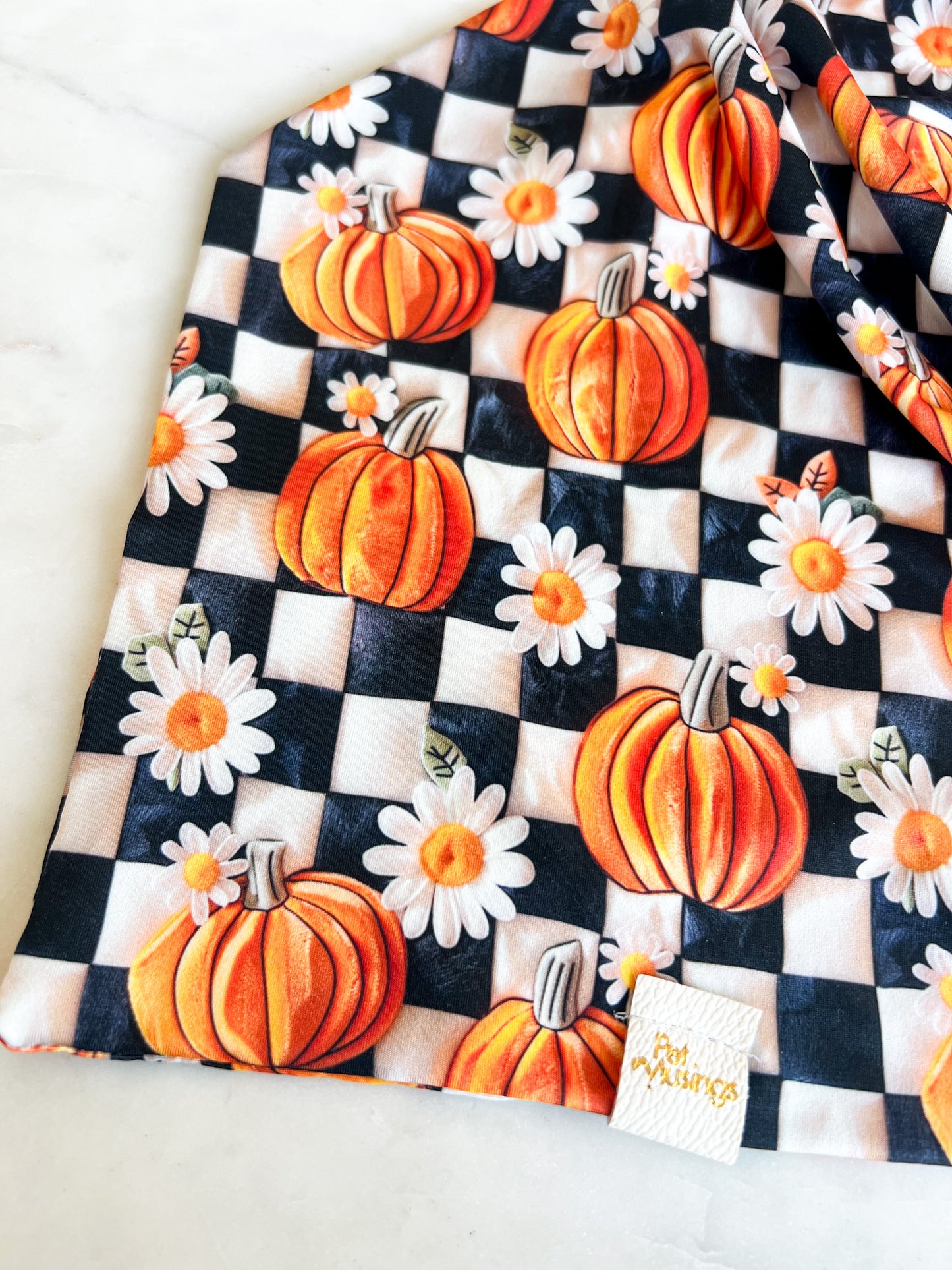Checker Pumpkin 3D Velvet Wrinkle Resistant Bandana