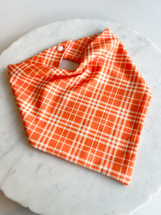 Customizable Orange Plaid Wrinkle Resistant Bandana