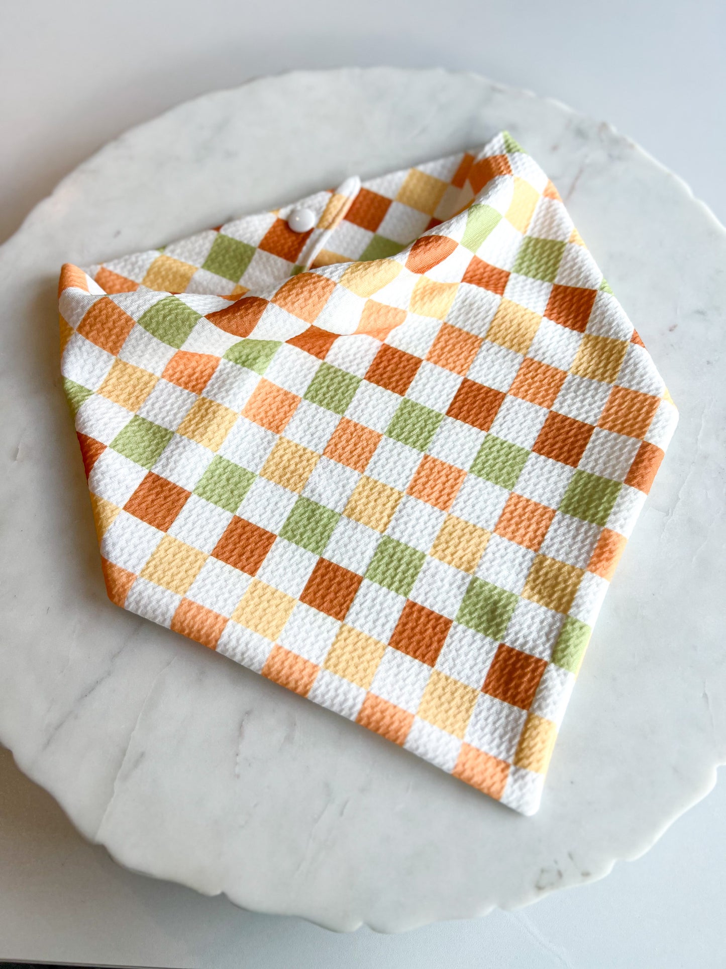 Customizable Neutral Checker Wrinkle Resistant Bandana