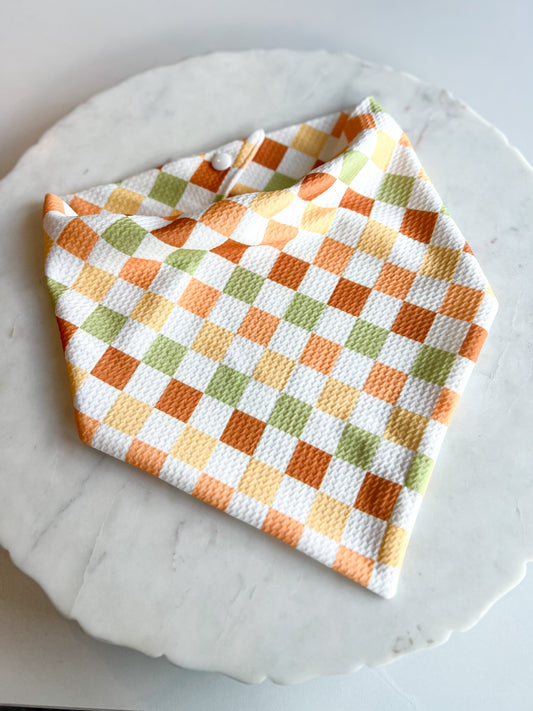 Customizable Neutral Checker Wrinkle Resistant Bandana