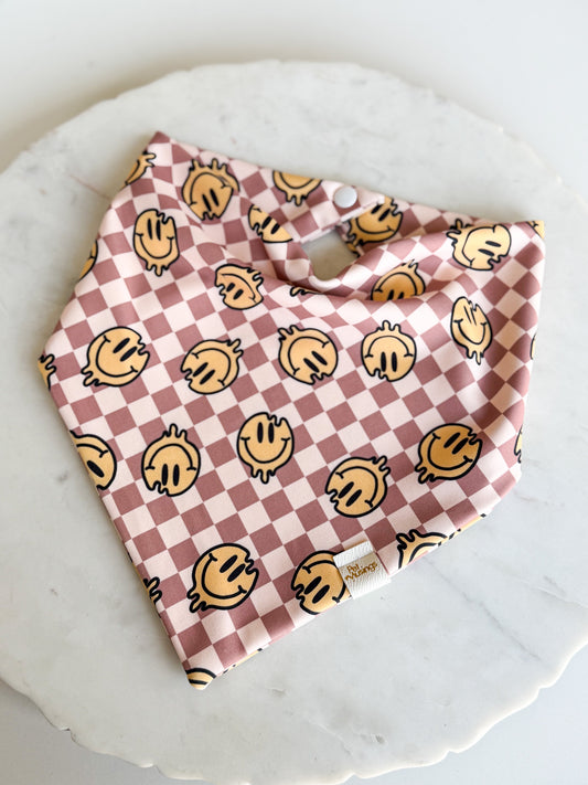 Neutral Checker Smiley Wrinkle Resistant Bandana