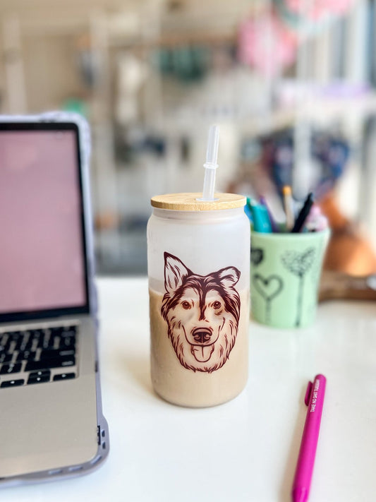 Custom Pet Portrait Frosted Tumbler