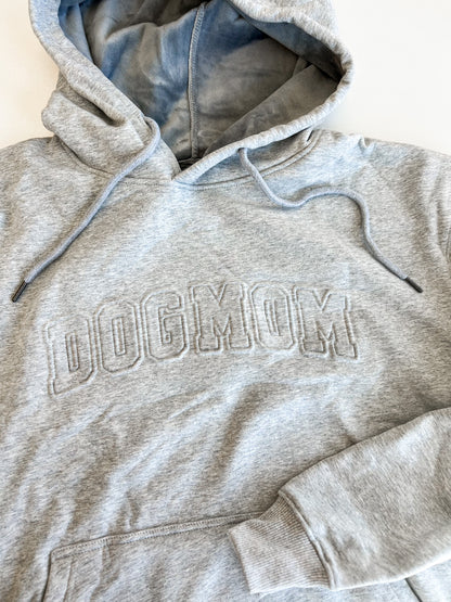 Gray Embossed Dog Mom Velvet Lined Hoodie