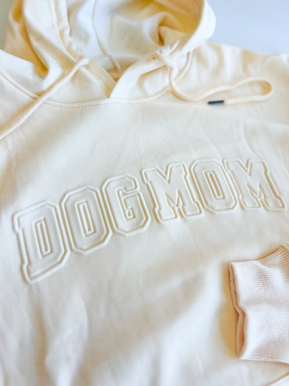 Cream Embossed Dog Mom Velvet Lined Hoodie