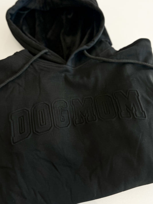 Black Embossed Dog Mom Velvet Lined Hoodie