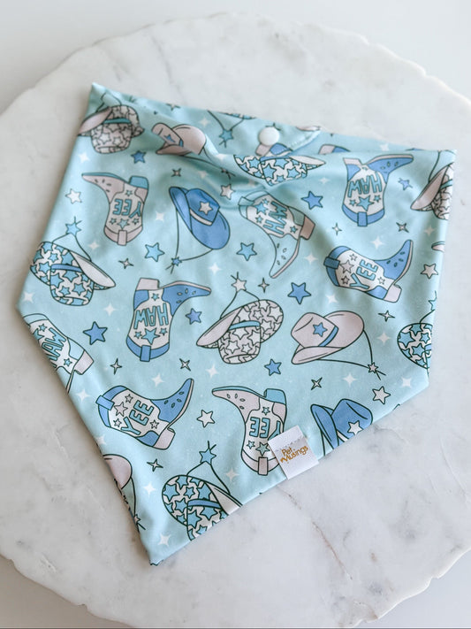 Yee Haw Boots Blue Wrinkle Resistant Bandana - Pet Musings