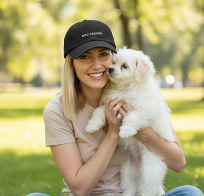HatPhile Dog Person Baseball Cap - Embroidered Adjustable Hat for Dog Lovers: Black - Pet Musings