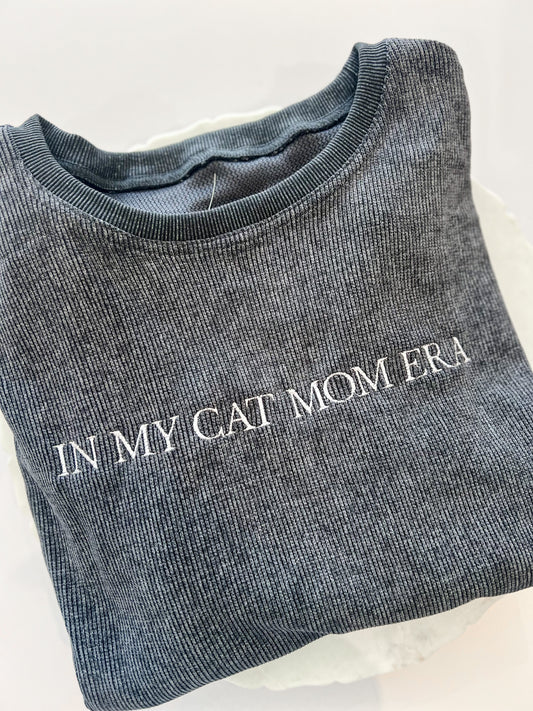 In My Cat Mom Era Corded Crewneck