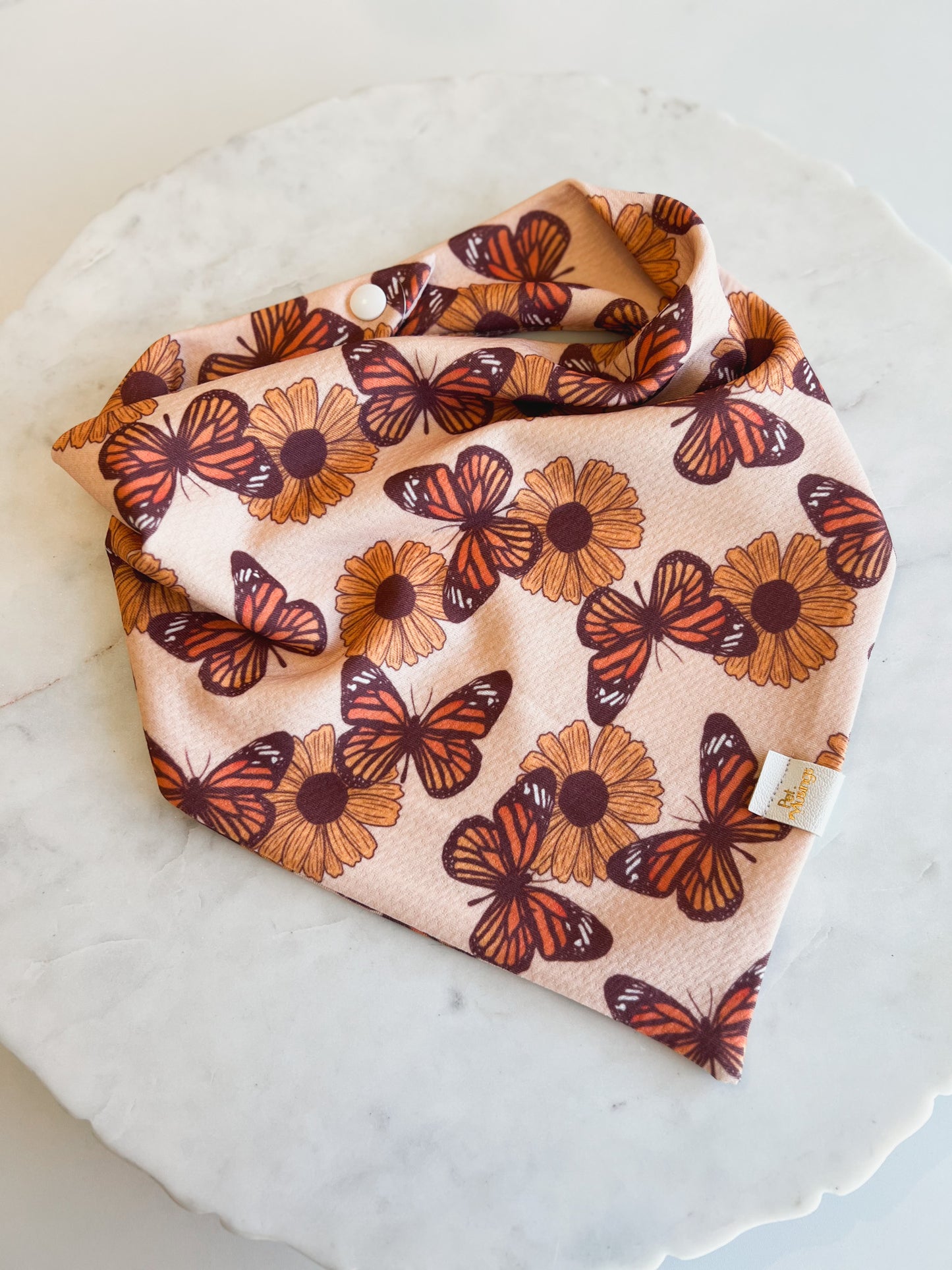 Butterfly Sunflower Wrinkle Resistant Bandana