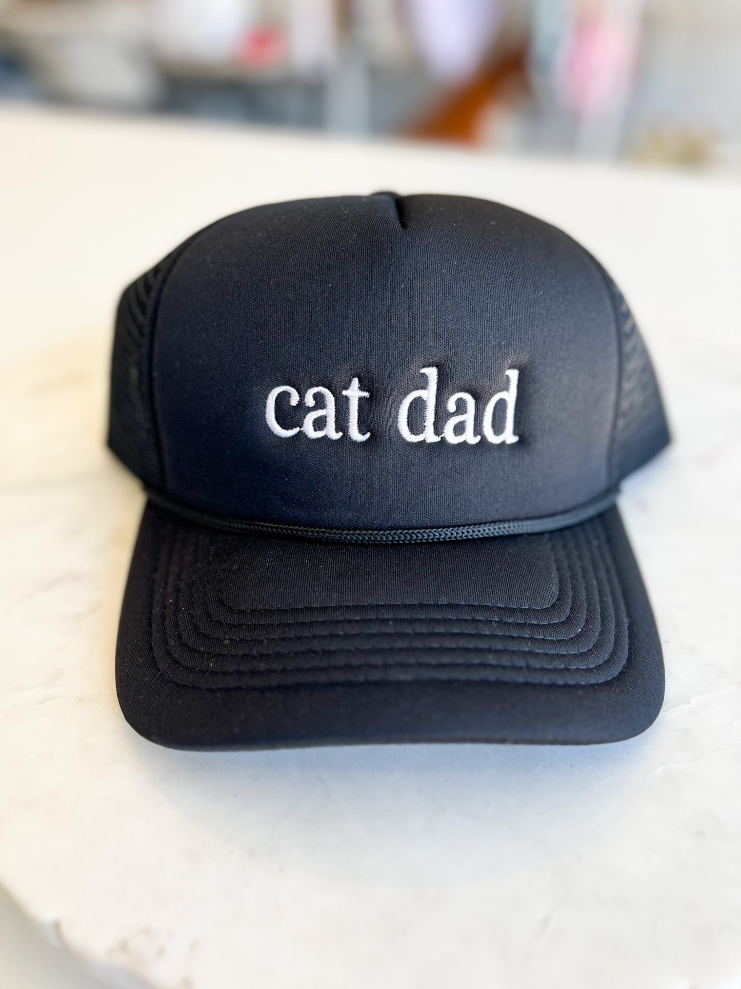 Cat Dad Trucker Hat Black