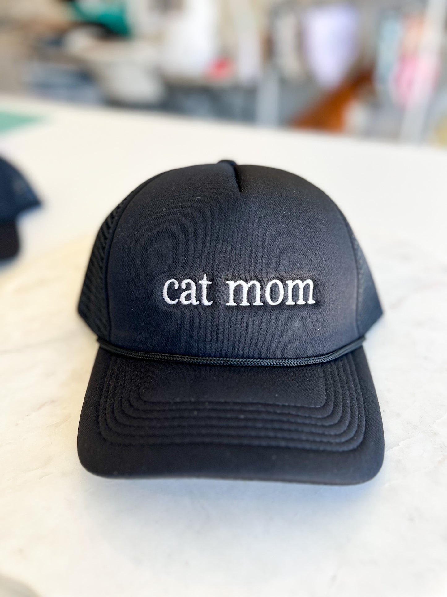 Cat Mom Trucker Hat Black