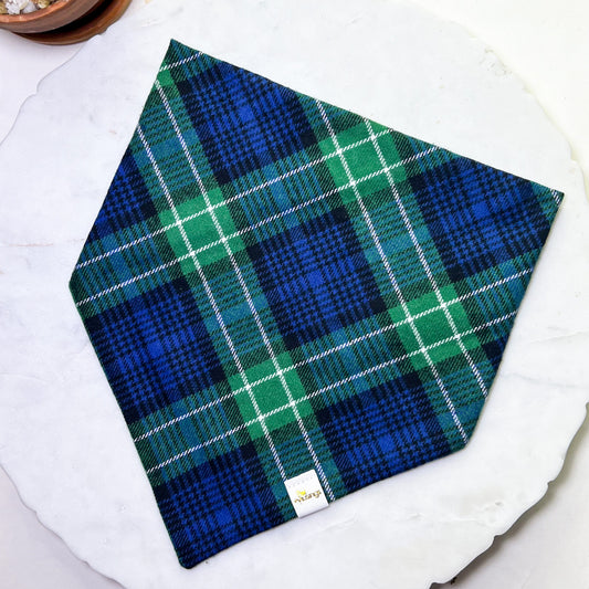 Blue and Green Plaid Flannel Bandana