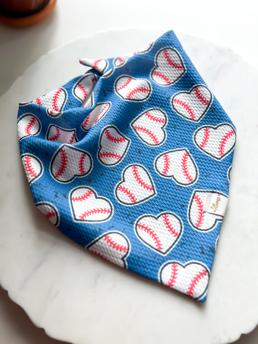 Baseball Hearts Wrinkle Resistant Bandana