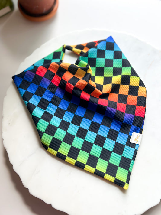 Checker Rainbow Wrinkle Resistant Bandana