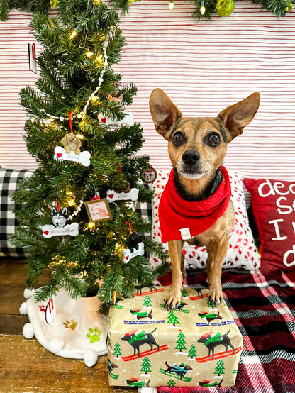 Red Cable Knit Sweater Bandana