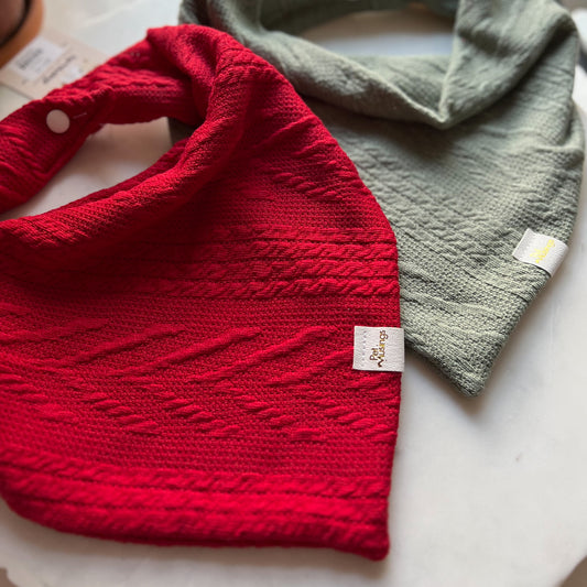 Red Cable Knit Sweater Bandana