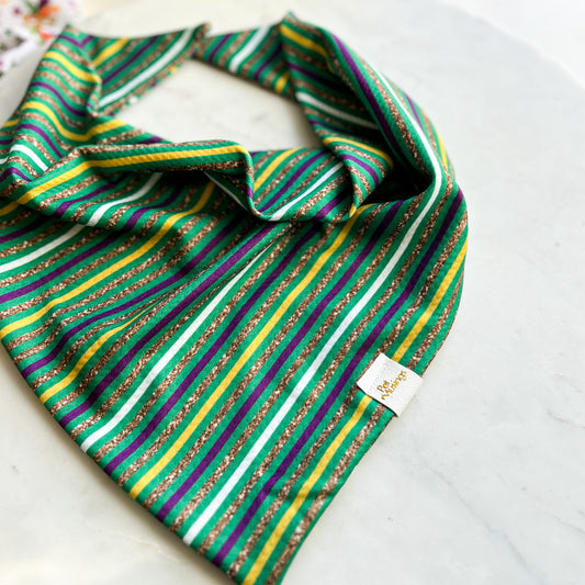 Mardi Gras Stripes Wrinkle Resistant Bandana
